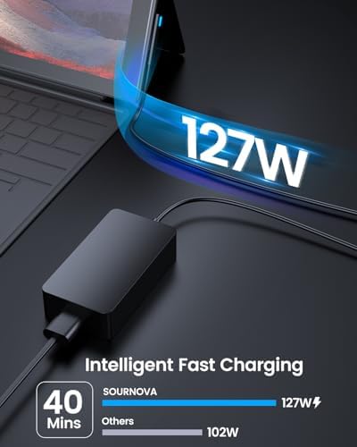 127W Surface Book 3 Charger, for Microsoft SurfaceBook 3 2 1, Windows Surface Laptop Studio 2 1, Surface Laptop/Pro/Go Power Supply AC Adapter Cord, Fast Charge with Magnetic Plug & LED