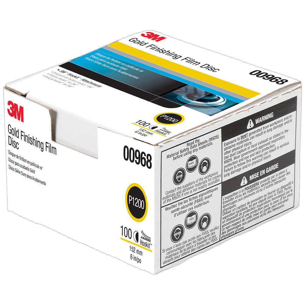 3M Hookit Finishing Film Discs, 00968 - 1200 grit, 6" (box of 100)