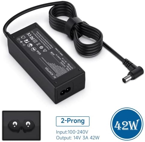 14V Power Charger for Samsung Monitor SyncMaster S22C300H P2770 SA350 UE590 UN22F5000AF S22C300H S22C300H S27B350H S23B300B S22A300B S20A350B S27D390H S27E390H 18" 19" 20" 22" 23" 24" 27" Monitor TV