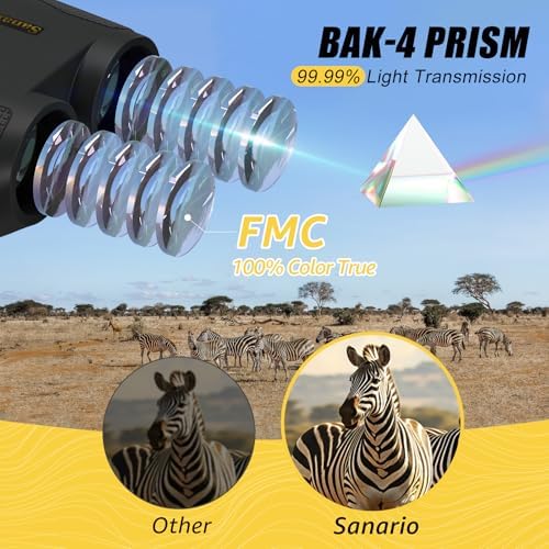 10x25 Compact Binoculars for Adults and Kids, Large Eyepiece Waterproof Binocular with Low Light Vision, High Powered Easy Focus Small Binoculars for Bird Watching, Outdoor Hunting, Travel, Concerts