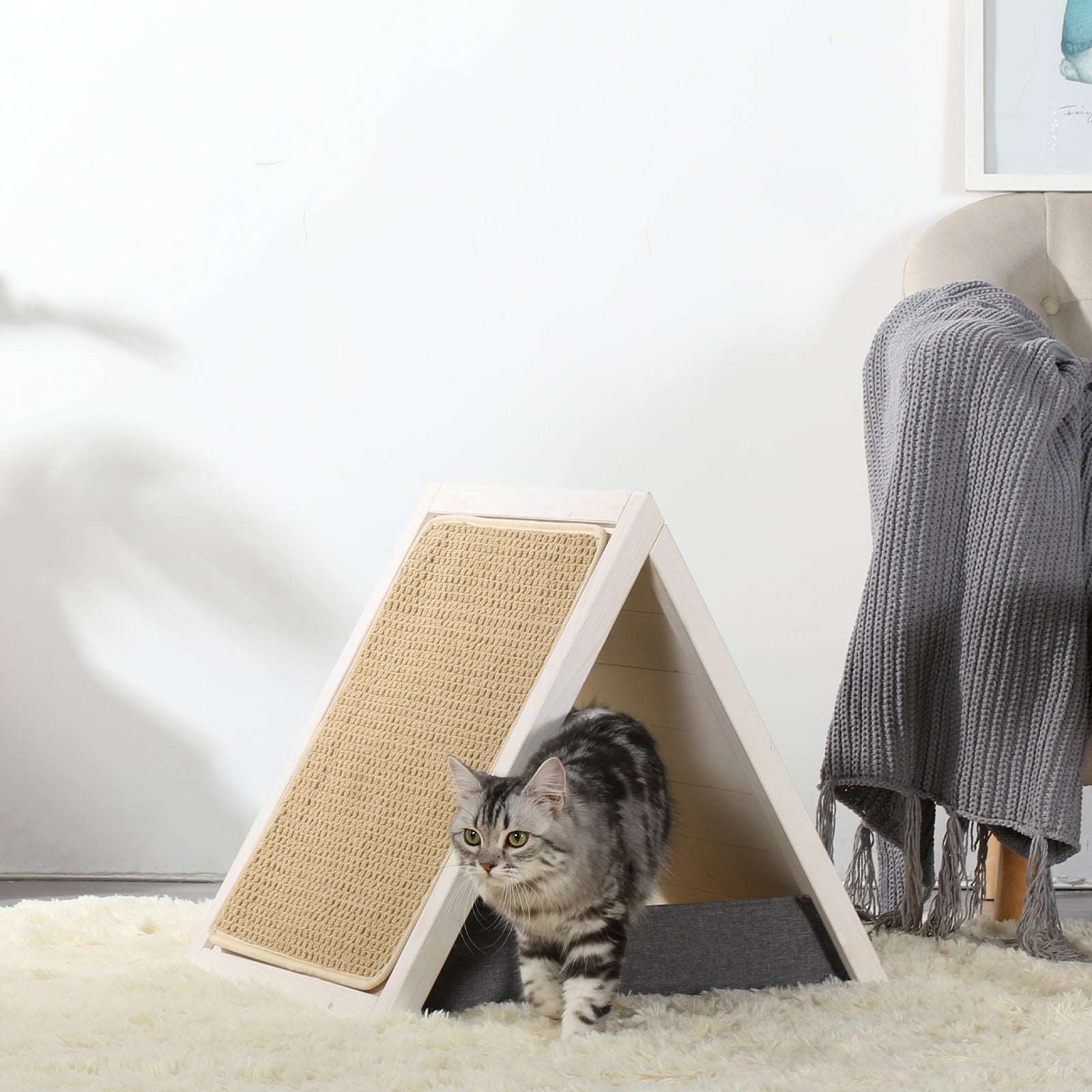PETSFIT Cat Scratcher House  Wood Cats House as Cave and Bed