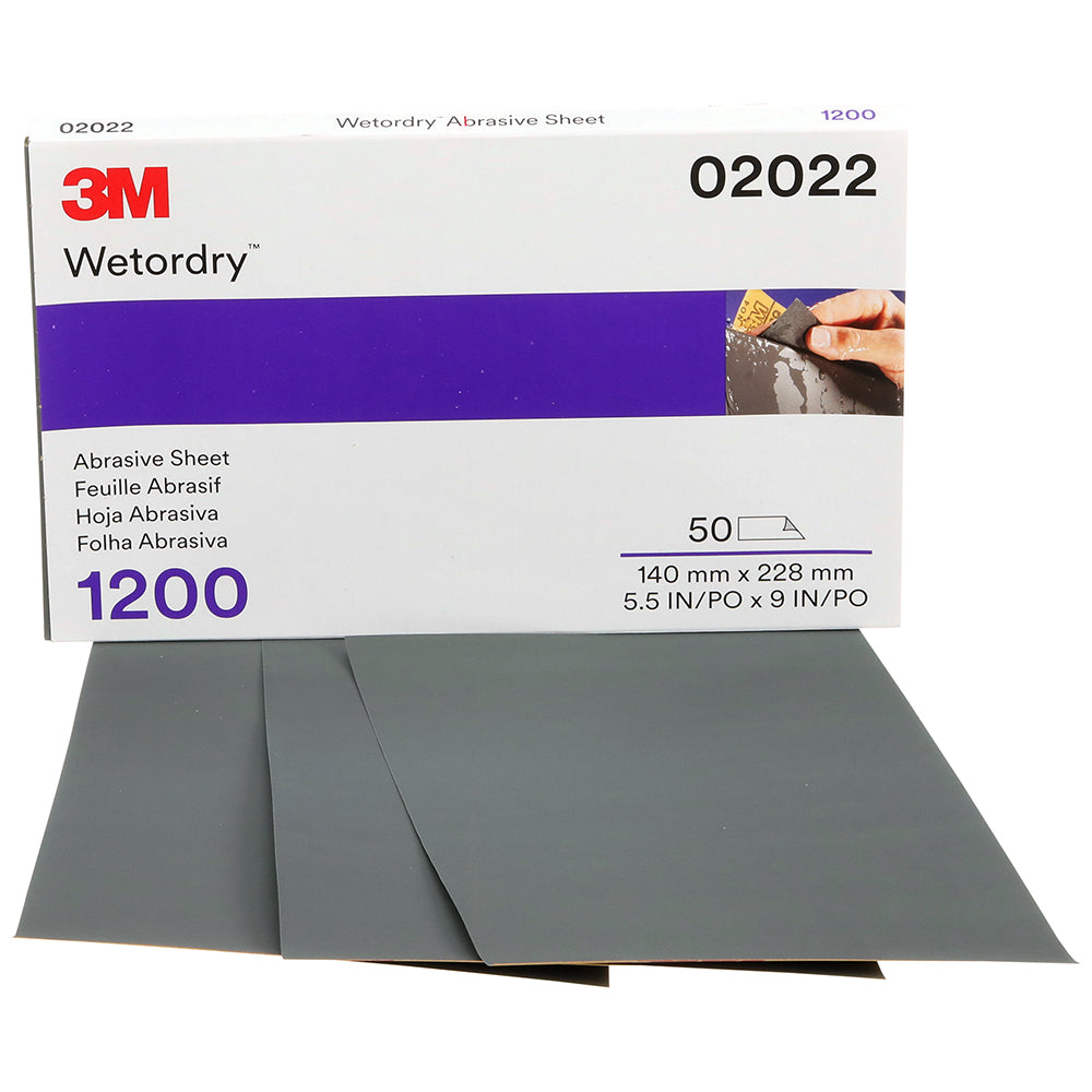 3M Wetordry Sandpaper, 02022 - 1200 grit, 5.5" x 9" (50 sheets)
