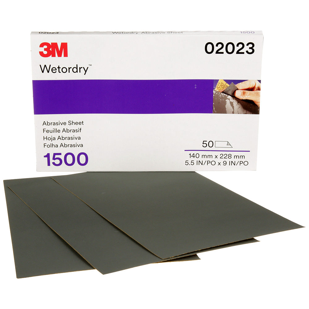 3M Wetordry Sandpaper, 02023 - 1500 grit, 5.5" x 9" (50 sheets)