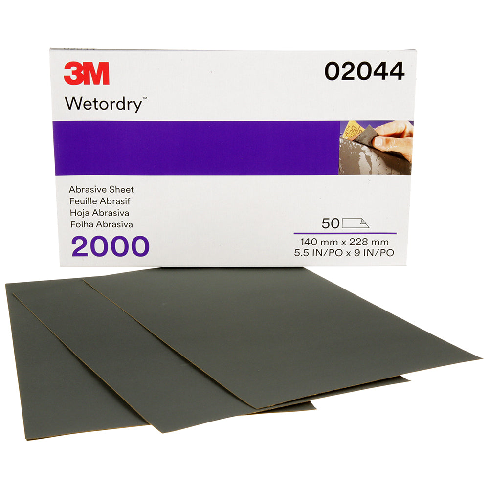 3M Wetordry Sandpaper, 02044 - 2000 grit, 5.5" x 9" (50 sheets)