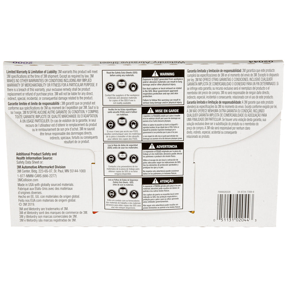 3M Wetordry Sandpaper, 02044 - 2000 grit, 5.5" x 9" (50 sheets)