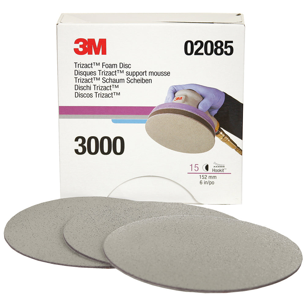 3M Trizact Hookit Foam Sanding Discs, 02085 - 3000 grit, 6" (box of 15)