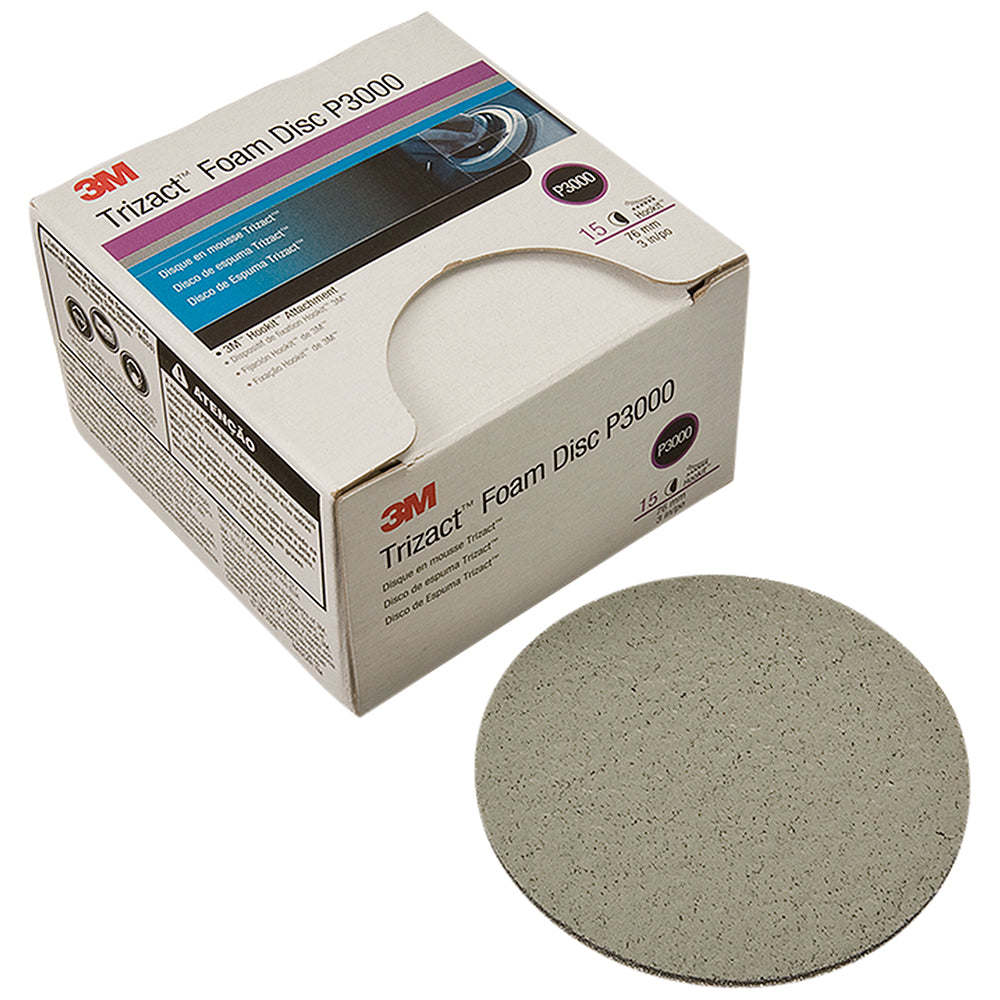 3M Trizact Hookit Foam Sanding Discs, 02087 - 3000 grit, 3" (box of 15)
