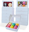 100pcs 7x4.33x1.5 Inch White Bakery Boxes with Window Cookies Boxes Cake Pop Boxes Chocolate Truffle Boxes Macaron Boxes Browines Treat Boxes for Christmas Valentine's Easter Mother's Day