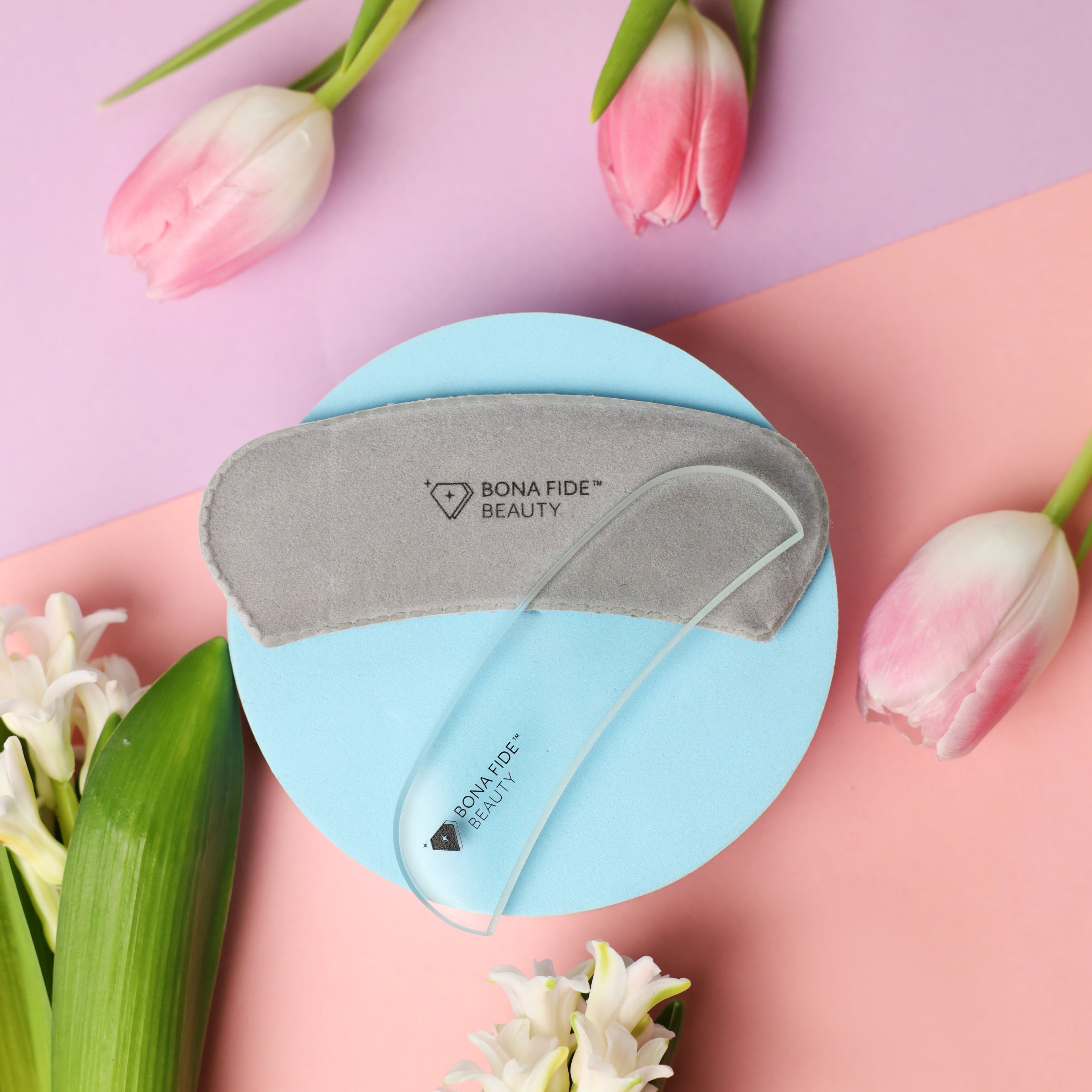 Ergonomic Czech Glass Moon File with Microfiber Sleeve