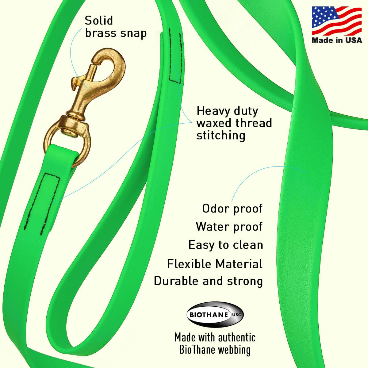 Viper Biothane Long Line 15 ft Lead with Brass Hardware