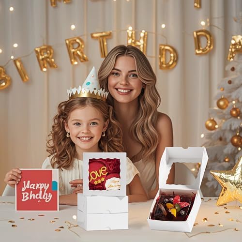 100PCS 5x5x2 Inch Cookies Boxes Bakery Boxes Strawberries Boxes Chocolate Bomb Boxes Cakesickle Boxes Mini Cake Cinnamon Roll Boxes