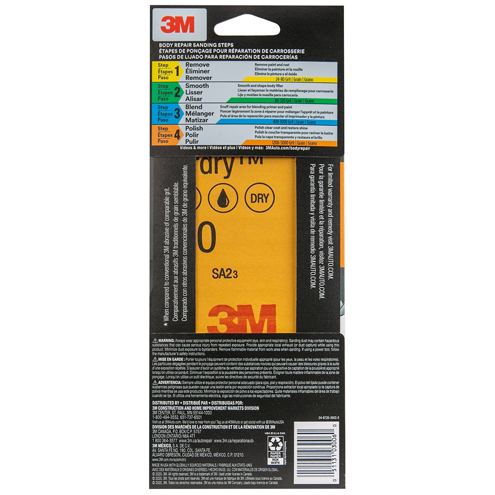3M Wetordry Auto Sandpaper, 03006 - Assorted, 3-2/3" x 9" (5 sheets)