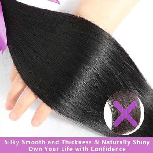 12A Human Hair Bundles 28 30 32 Inch Straight Bundles Human Hair 100% Unprocessed Brazilian Virgin Weave 3 Bundles Deals Thick & Tangle Free…