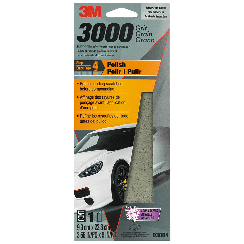 3M Trizact Performance Sandpaper, 03064 - 3000 grit, 3-2/3" x 9"