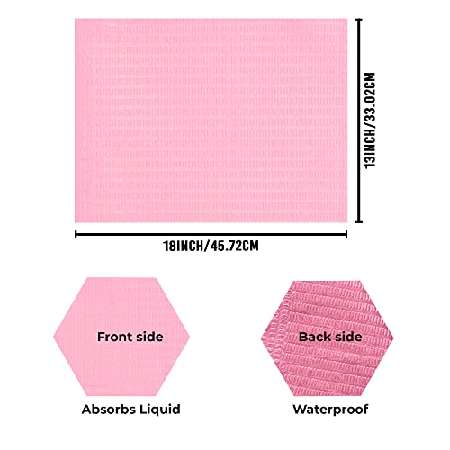 13" x 18" Pink Dental Bibs Disposable Pack of 125 - Soft and Waterproof Dentist Bibs Napkin for Medical Patients Dental Tray Covers - Lash Dental Bibs, Nail Paper Towels for Acrylic
