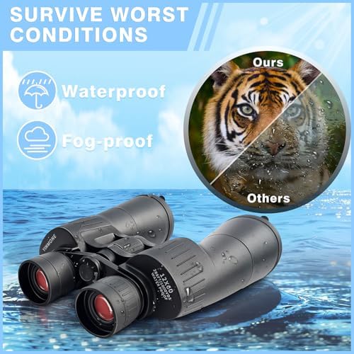 12x60 HD Bird Watching Binoculars for Adults High Powered Waterproof Fogproof with Clear Vision BAK4 Prism FMC Lens Easy Focus Long Range Portable for Cruise Ship Concert Travel Boating