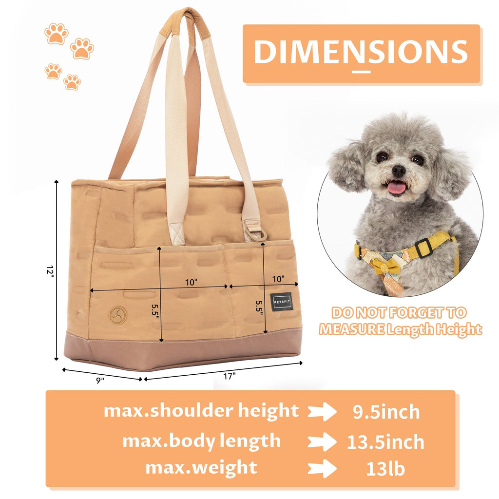 PETSFIT Small Dog Purse Carrier Tote with Adjustable Safety Leashs