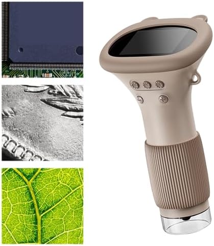 1000X Portable Digital Microscope, 2MP Macro Handheld Microscope 2.0 Inch IPS Color Screen with 8 LED Lights, Mini Microscope, One Click Photo & Video (Brown)