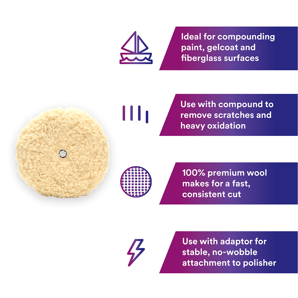3M Perfect-It Wool Compounding Pad, 05753 - 8", Double Sided, Quick Connect