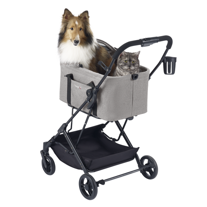 ibiyaya® Essential – Travois Tri-fold Pet Travel System XL, Pet Stroller with Detachable Carrier