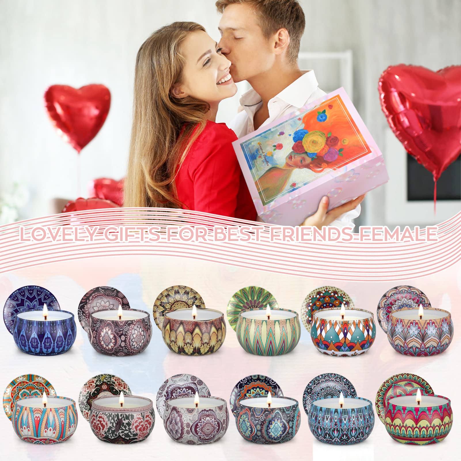12 Pack Scented Candles Gift Set for Women - Aromatherapy Candles for Home, Christmas, Valentine's Day, Mother's Day