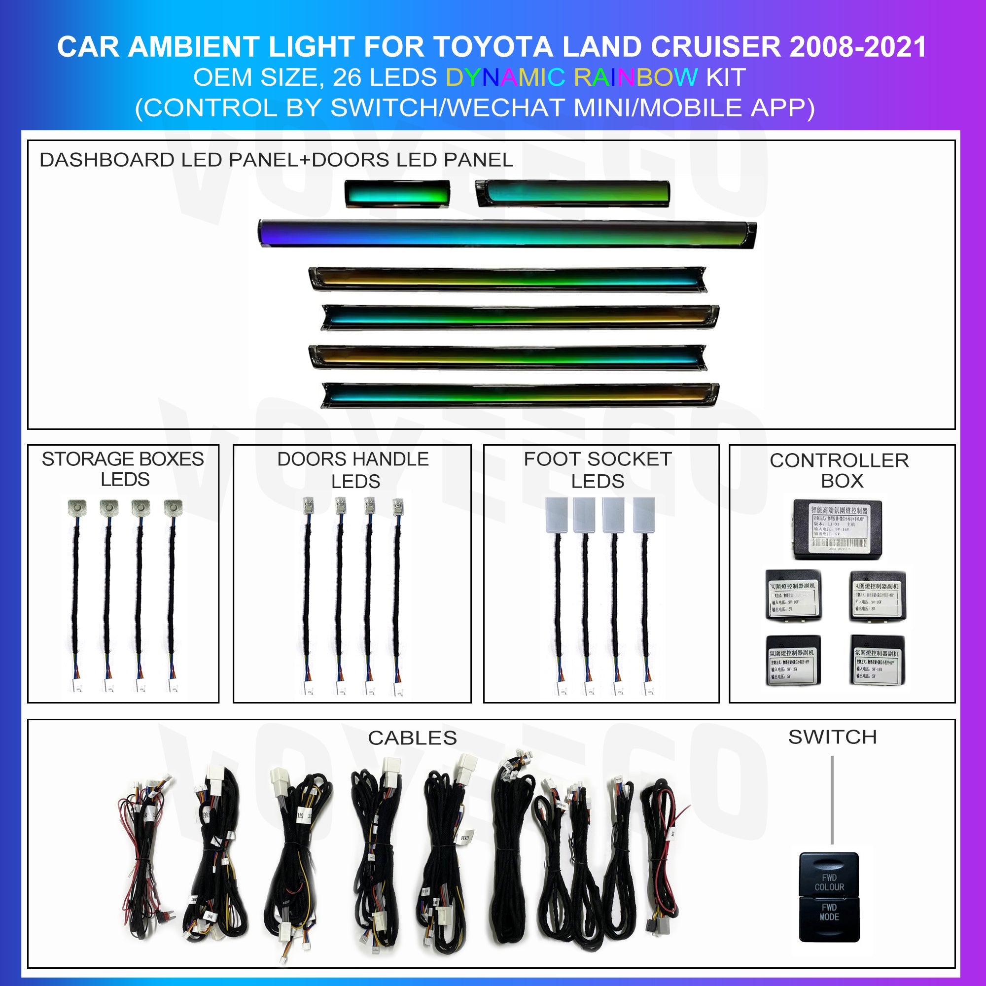 LandCruiser 2008-2021 Ambient Lighting Kit | Dynamic Rainbow