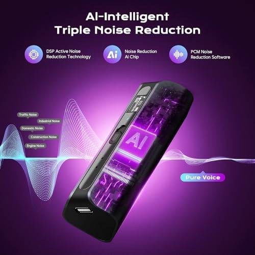 128GB(9800 Hour) Magnetic Voice Recorder with AI Triple Noise Reductio, 30 Days Continuous Recording Device, Voice Activated Recorder with Screen Display, Digital Voice Recorder for Meetings/Lectures