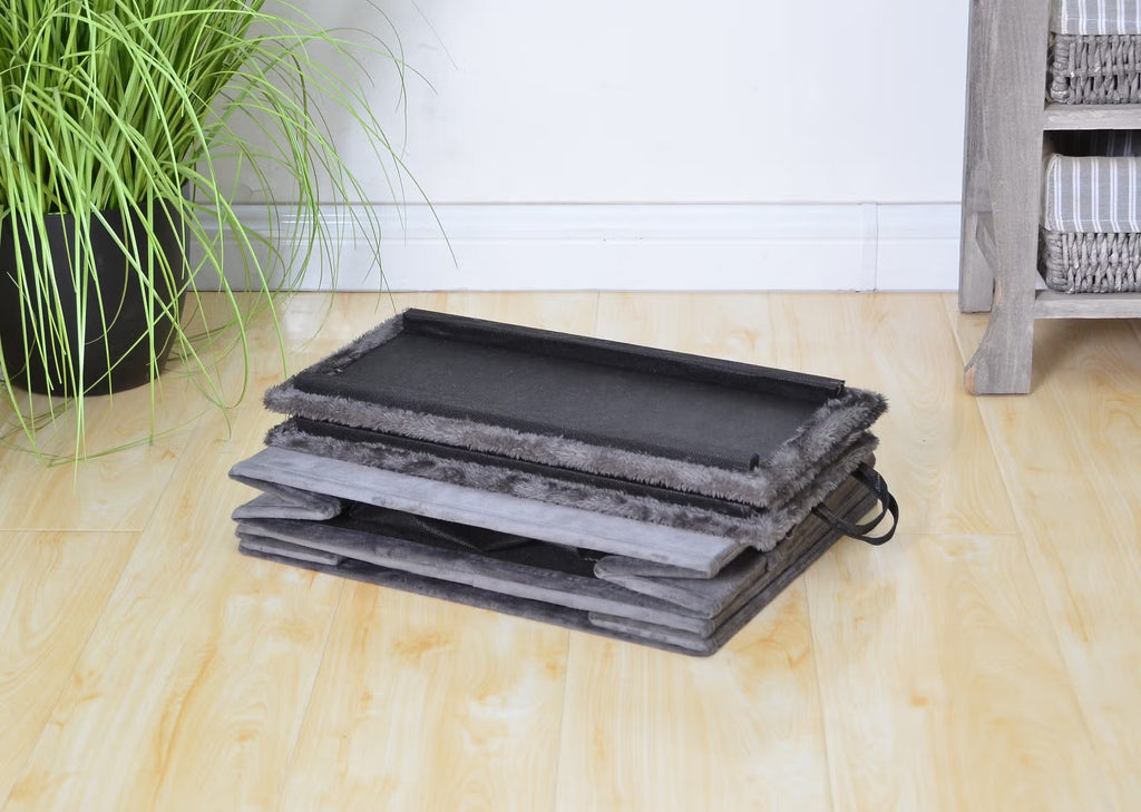PetPals Sturdy & Plush Design Pet Stairs, Senior Mobility Aid Pet Steps - 4-Lvl Charcoal Pet Stairs
