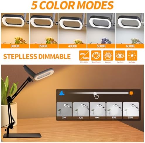 10X Magnifying Glass with Light and Stand: 2-in-1 LED Lighted Magnifier Lamp with Clamp - Hands Free Magnifying Glasses Desk Lamp for Reading Close Work Painting Craft Hobby