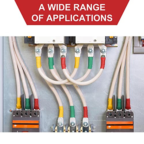 10pcs Sanuke 2/0 AWG - 5/16" Tinned Copper Wire Lugs Ring Terminals, Marine Grade Battery Cable Ends with 3:1 Dual Wall Adhesive Heat Shrink Tubing