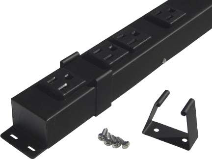 12" Hardwired Power Strip (NO Power Cord), 4 Tamper Resistant Outlets (NEMA 5-15R - NOT 20Amp), NO Ears (Without mounting tabs on Both Ends), USB, Black