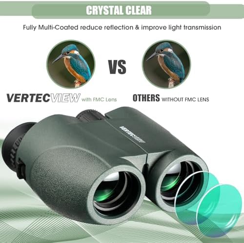 10x25 Binoculars, Compact Binoculars for Adults; high Powered, Smooth Focus, Water Resistant, HD Optical, Excellent Choice for Bird Watching, Concert, Sports & Travel; Lightweight 246g.