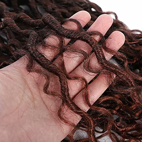 144 Roots New Goddess Locs Crochet Hair for Women 18 inch Copper Red River Faux Locs Hair with Curly Ends Boho Style Synthetic Braids (18inch T1B/350#)