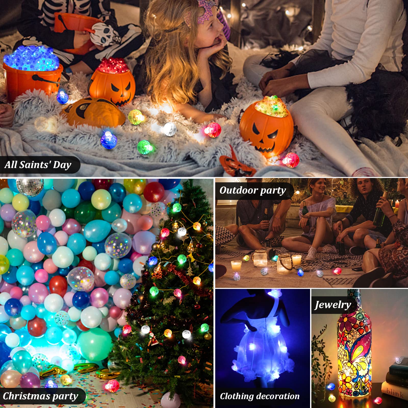 100PCs Mini Led Lights, Led Balloons Light up Balloons for Party Decorations Neon Party Lights for Paper Lantern Easter Eggs Birthday Party Wedding Halloween Christmas Decoration - Blinking White