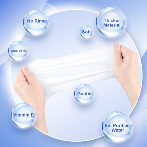100Pcs Disposable Body Wipes, 7.8 x 9.8 inch Individually Wrapped Bath Wipes for Women Men in Bulk, No Rinse-Free Large Body Bath Shower Wipes for Home Travel Hotel Outdoors Camping After Gym (Blue)