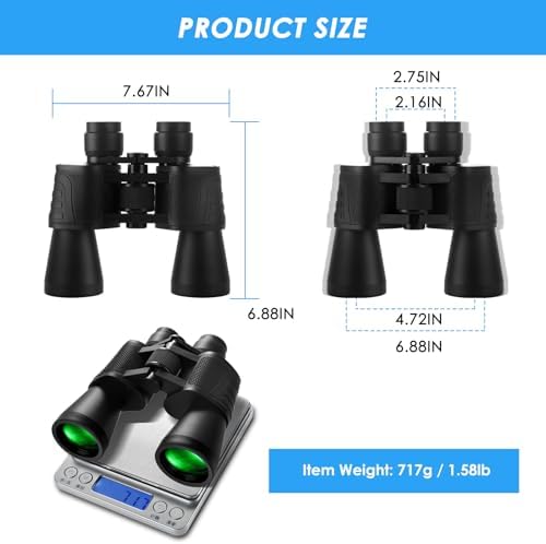 10x50 High Powered Binoculars for Adults, Professional Binoculars with Clear Vision, BAK4 Prism, FMC Lens, Waterproof Binoculars with Carrying Bag for Bird Watching Hunting Football Games