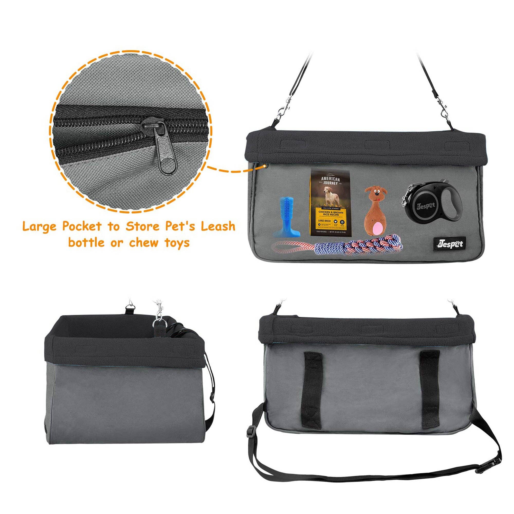 Jespet Pet Travel Safety Booster Dog Car Seat with Seat Belt