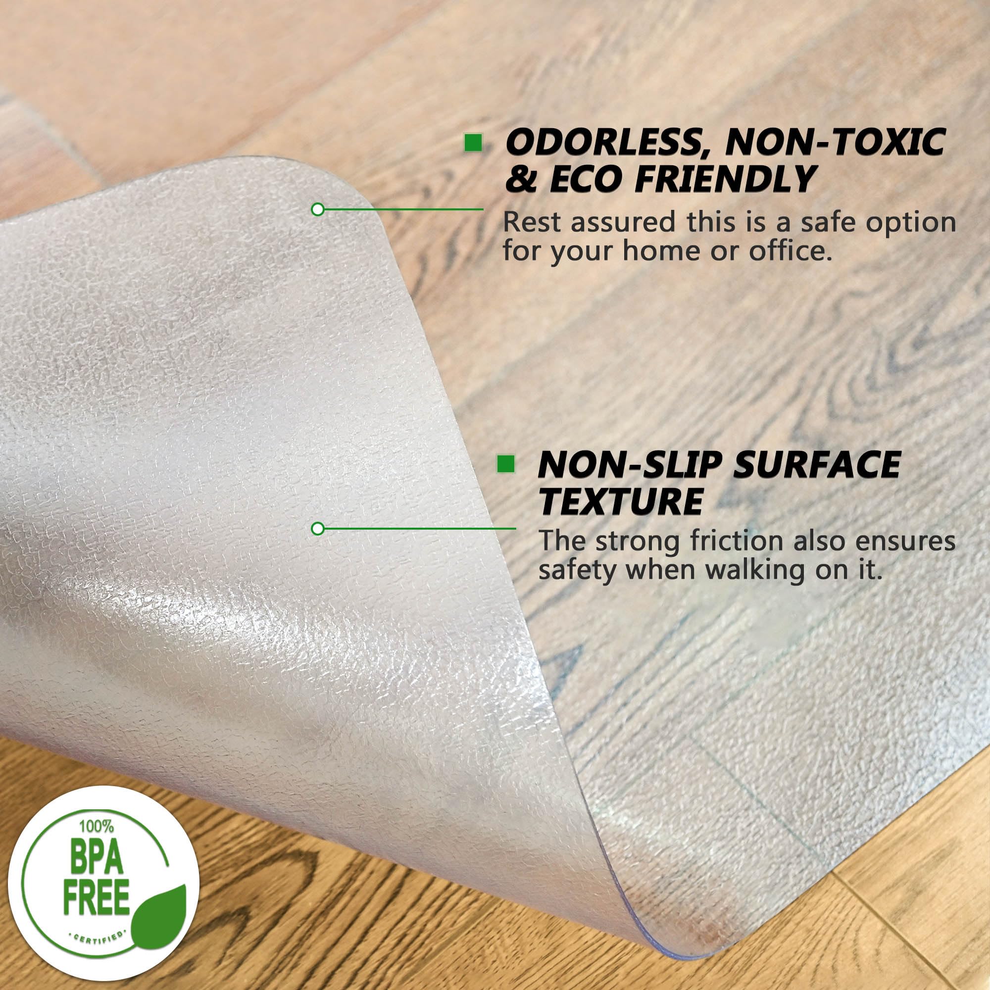 100pointONE Large Office Chair Mat for Hardwood Floor - 46" x 72" Clear Floor Protector Mat for Rolling Chair on Hardwood, Easy Glide Desk Chair Mat for Home & Office