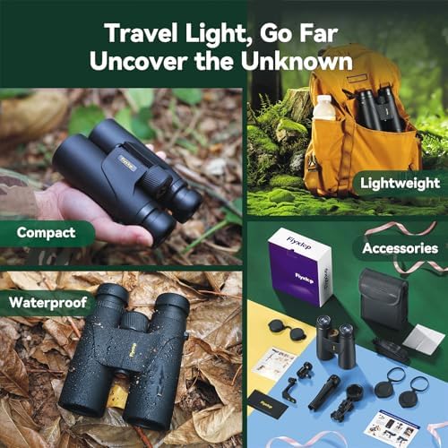 12x42 Binoculars for Adults High Powered, HD Compact Binoculars for Bird Watching with Phone Adapter, Lightweight Travel Binoculars for Cruise Ship, Sports, Concerts, Wildlife, Hiking, Hunting