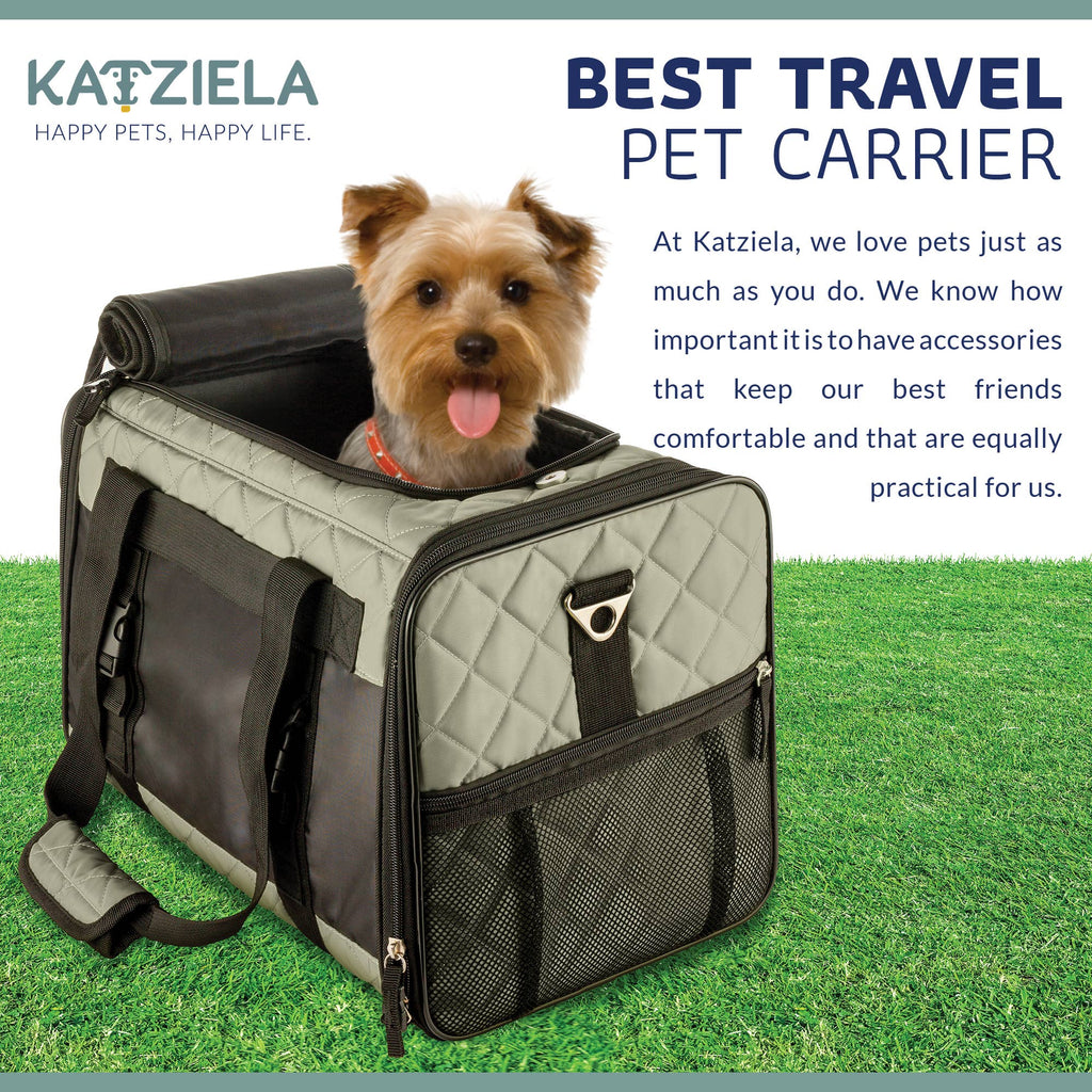 Katziela Airline Compliant Quilted Companion Cat & Dog Carrier - Gray