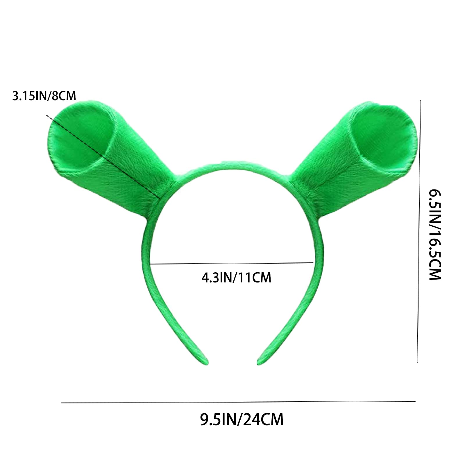 12 Pieces Green Ears Headbands Halloween Head Wrap Hair Accessories Cute Hair Band for Adult Kids Halloween Party Celebration Cosplay Decoration