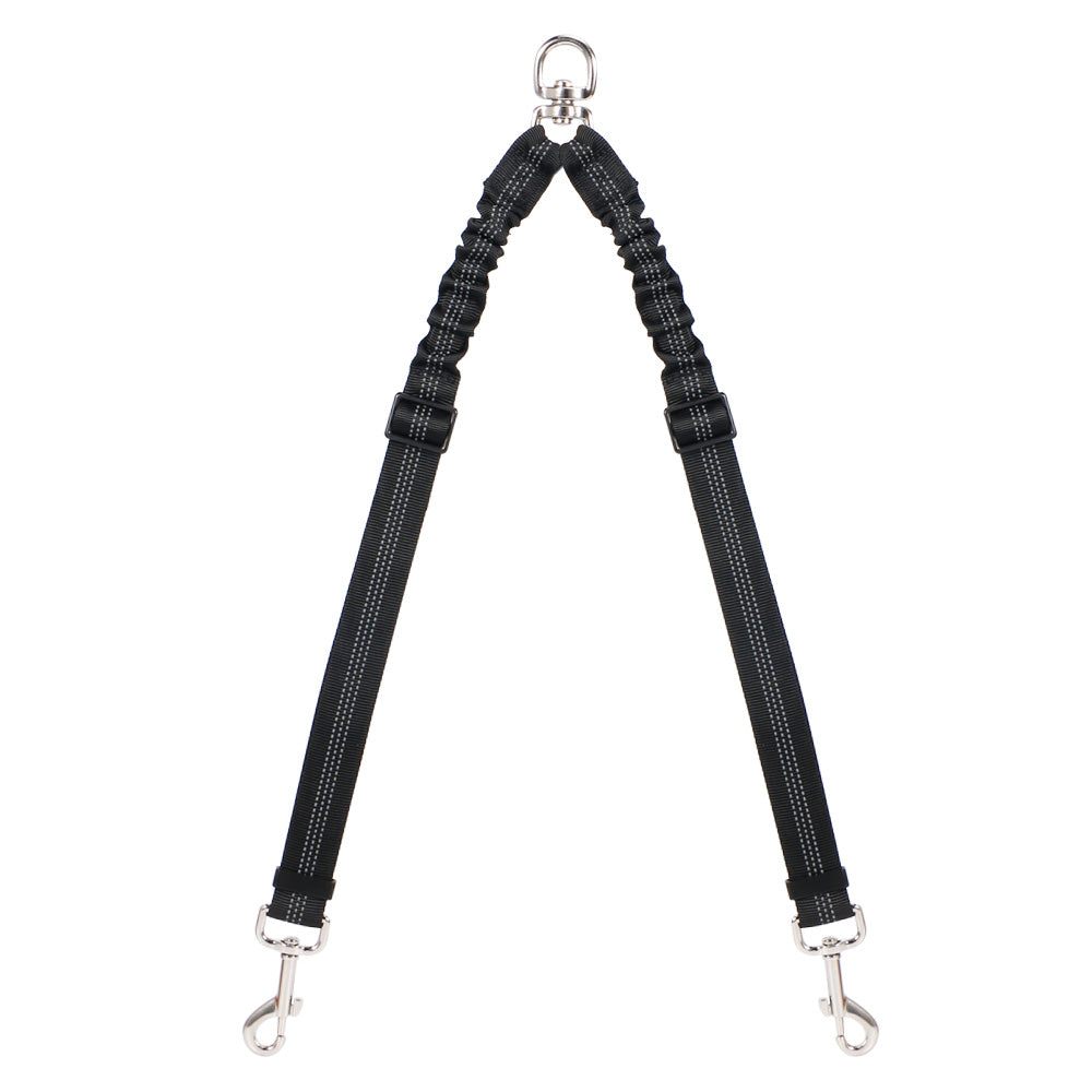 Double Dog Adjustable Leash Coupler - Black