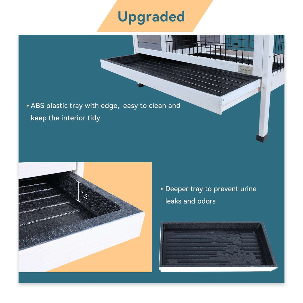 PETSFIT Guinea Pig Cage Rabbit Hutch with Pull Out Tray