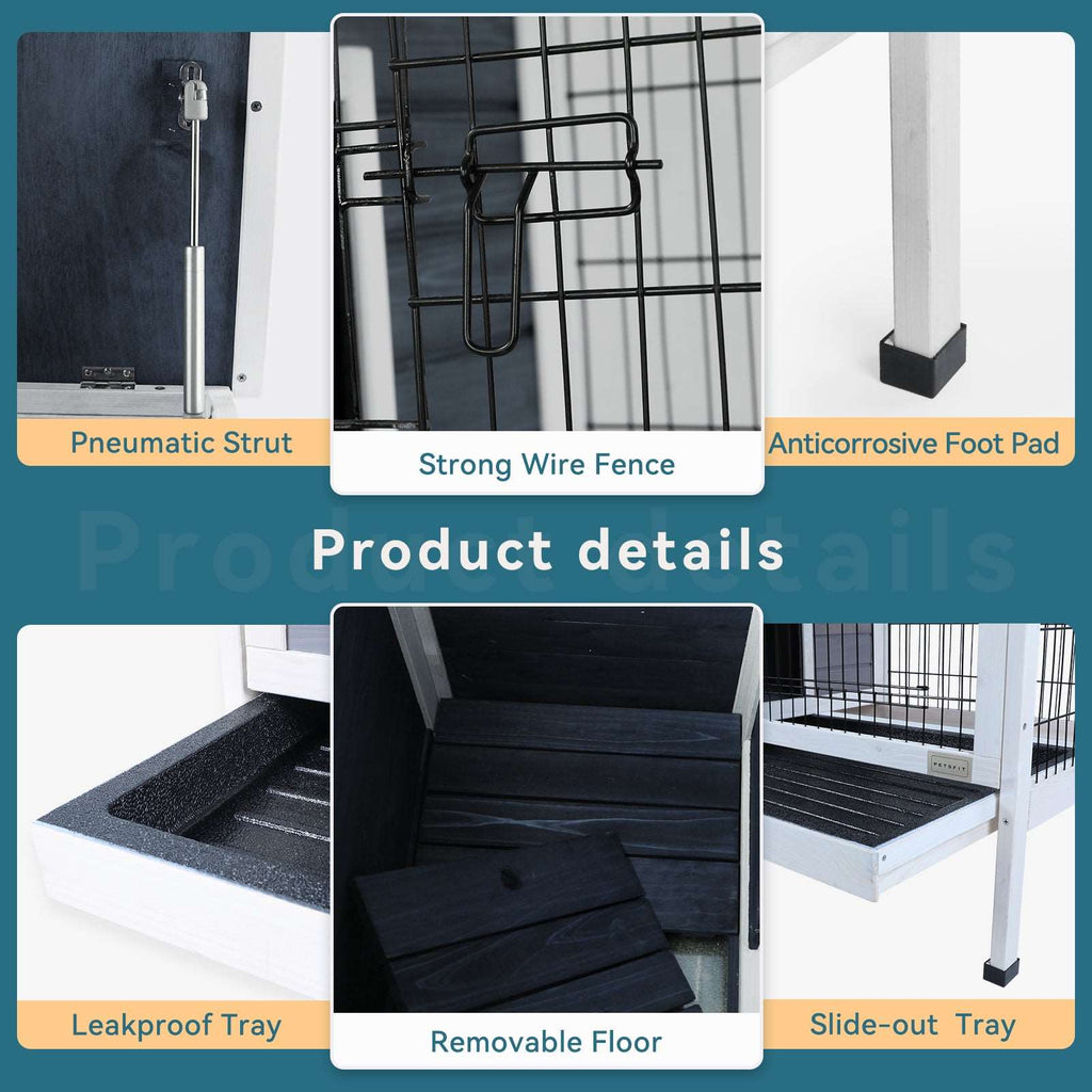 PETSFIT Guinea Pig Cage Rabbit Hutch with Pull Out Tray