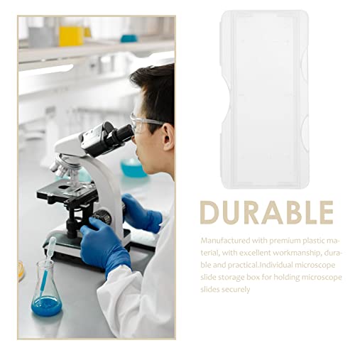 100pcs Boxes Clip Science Slides Container Plastic Slide Storage Holders Microscope Slides Microscope Slide Holding Gadgets specimens Slide Holder Shell Single pp