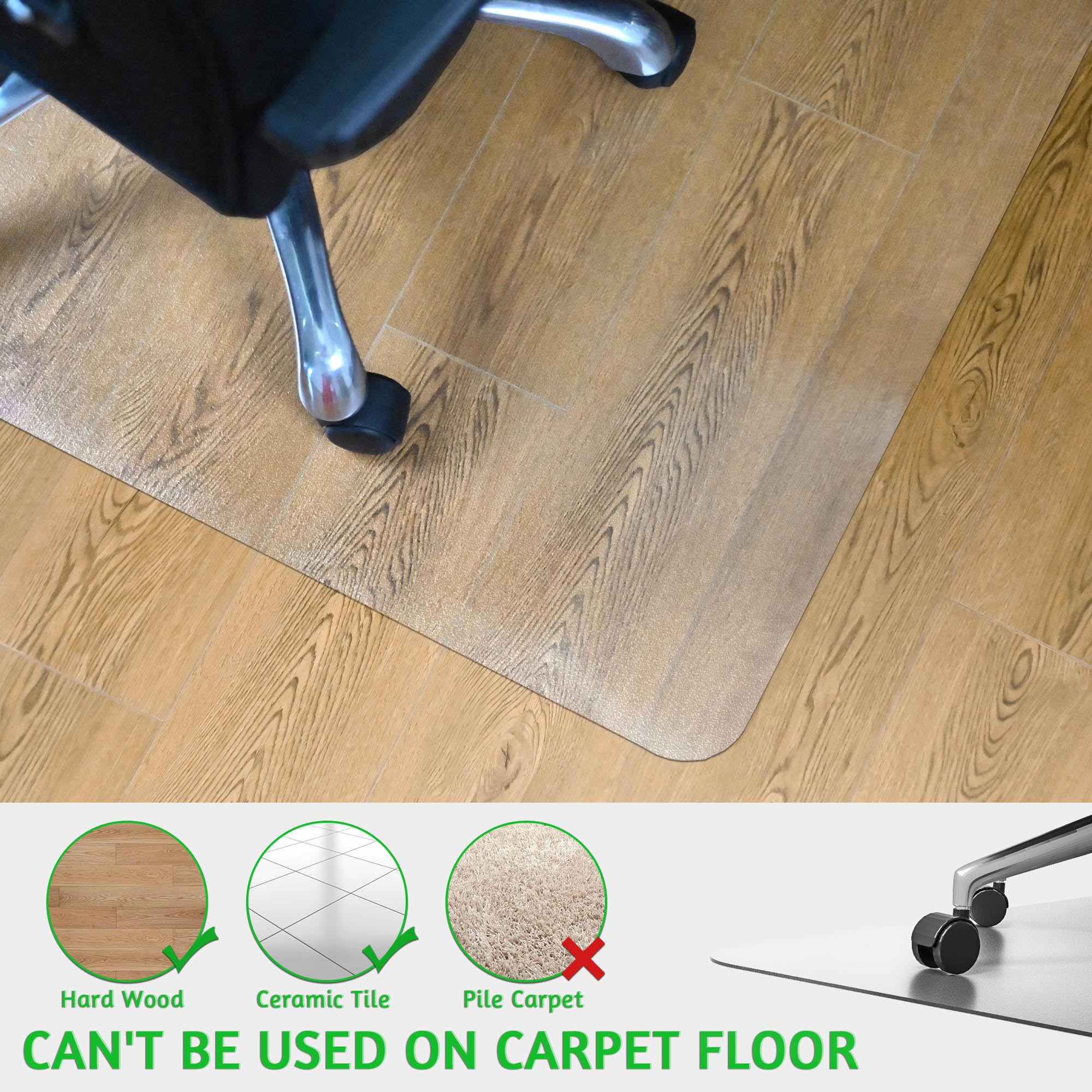 100pointONE Large Office Chair Mat for Hardwood Floor - 46" x 72" Clear Floor Protector Mat for Rolling Chair on Hardwood, Easy Glide Desk Chair Mat for Home & Office