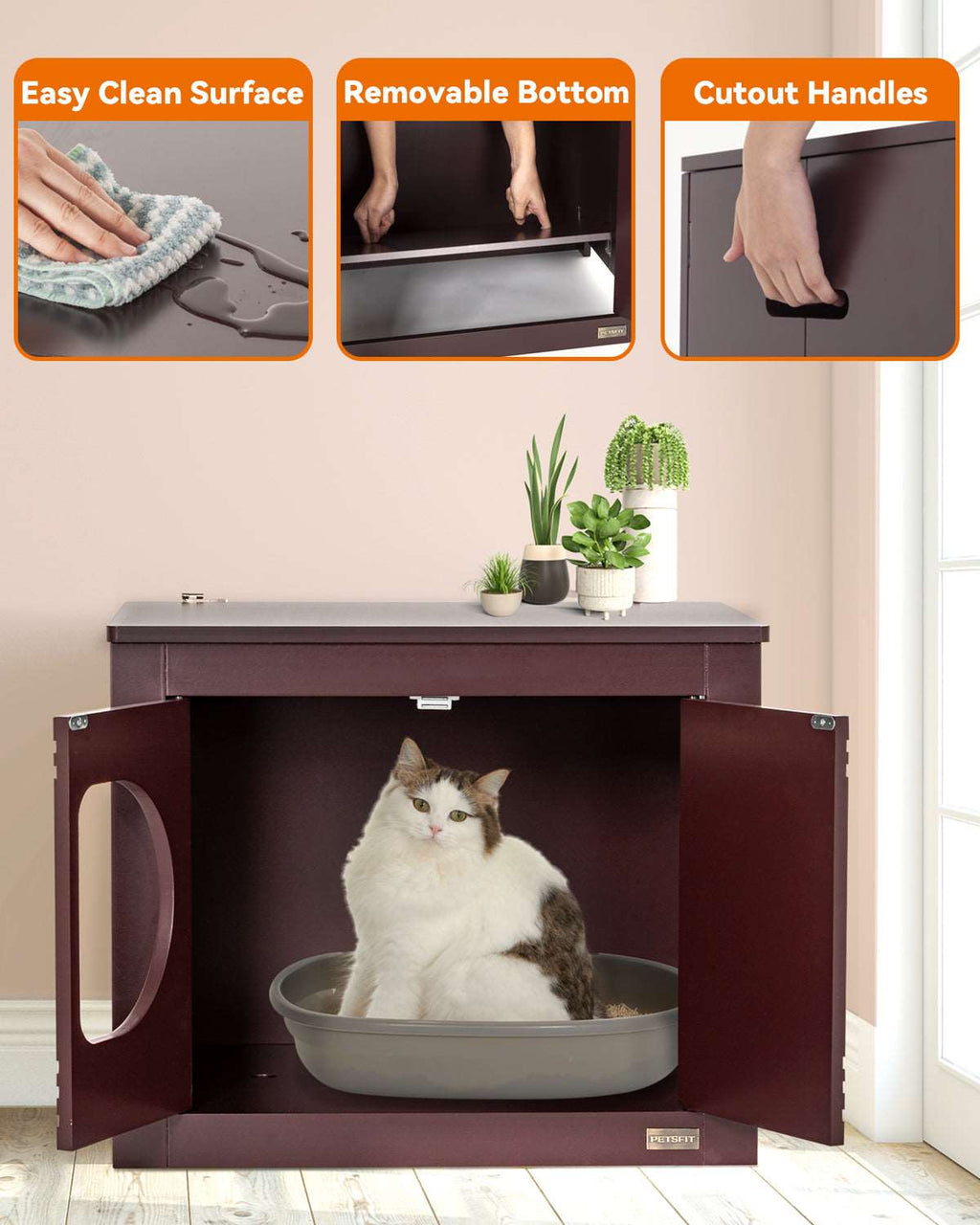 PETSFIT Cat Litter Box as Cat House Collapsible Use No Assembly Needed (Only available in the USA)