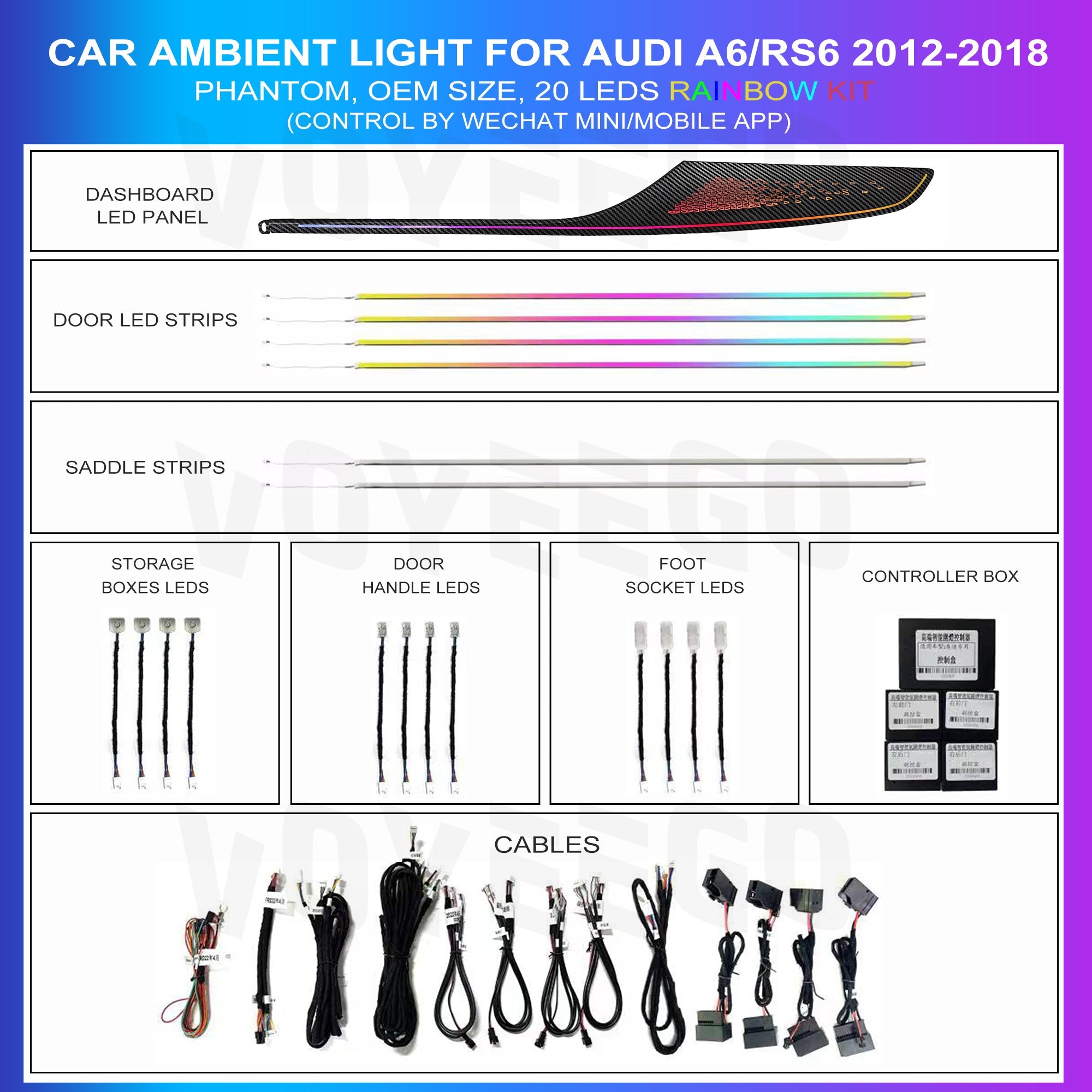A6&RS6 C7 2012-2018 Ambient Lighting 20 Leds | Carbon Phantom