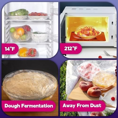120pcs Plastic Bowl Covers Bread Proofing, Max 10'' Bowls, Upgraded Elastic Bowl Covers for Kitchen Picnic Outdoors, Shower Caps Sourdough Bread Fermentation, BPA Free, Food Grade
