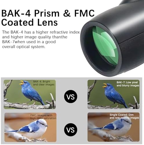 12X60 High-Power Monocular Telescope with Smartphone Holder and Tripod, Large Vision with BAK-4 Prism and FMC Lens Suitable for Bird Watching Hunting Hiking Camping Wildlife